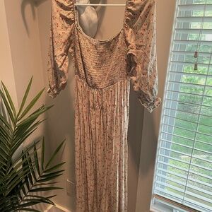 Bridgerton-Style Rouched Floral Dress